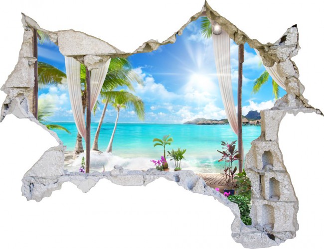Naklejka na ścianę, dziura 3D morze plaża wakacje 3552 - zdjęcie 2