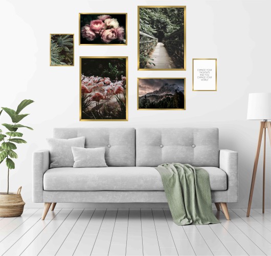Zestaw sześciu plakatów plakatów plakaty w ramie natura KP073 - zdjęcie 2