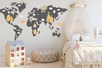 Naklejka ścienna - mapa świata balony góry  41394 Naklejkomania - zdjecie 1 - miniatura