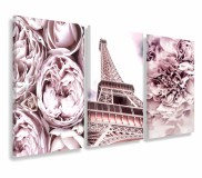 Obrazy na ścianę do salonu sypialni pastele, Paryż w różach 20155 Naklejkomania - zdjecie 1 - miniatura