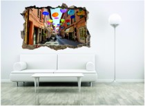 Naklejka na ścianę, dziura 3D kolorowe parasole 353 Naklejkomania - zdjecie 1 - miniatura