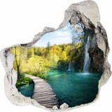 Naklejka na ścianę, dziura 3D jezioro las góry wodospad 3510 Naklejkomania - zdjecie 2 - miniatura