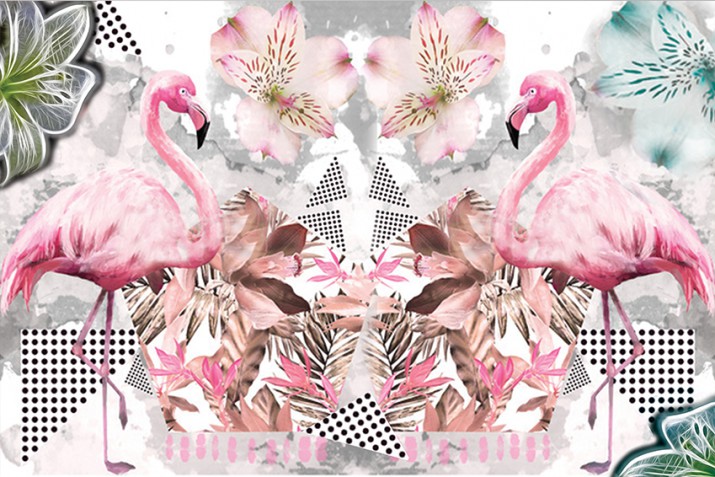 Fototapeta na ścianę tapeta na fizelinie do salonu Flamingowy kolaż 10145 - zdjęcie 2