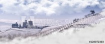 View of the Castle of Grinzane Cavour in winter with snow Naklejkomania - zdjecie 1 - miniatura