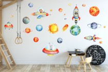 Naklejki dla dzieci dziecka na ścianę rakieta planety 9649 Naklejkomania - zdjecie 1 - miniatura