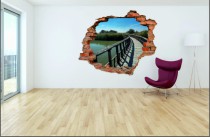 Naklejka na ścianę, dziura 3D  cegły pomost jezioro 3005 Naklejkomania - zdjecie 1 - miniatura