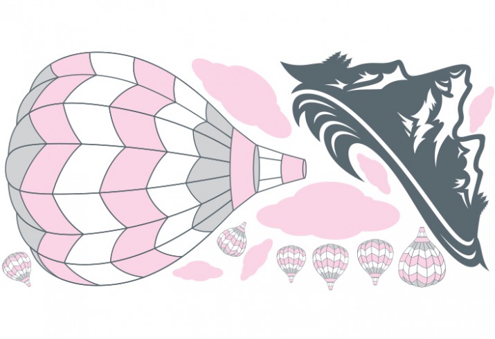 Naklejka ścienna dla dzieci -  balony, góry 2329 - zdjęcie 2