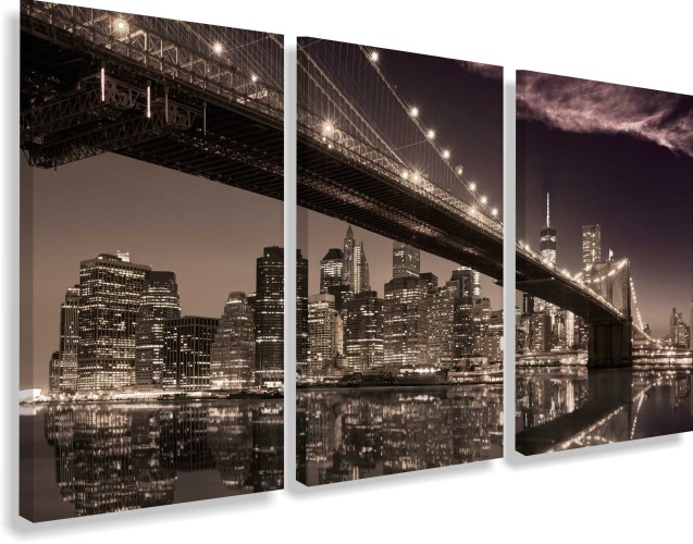 Obraz na ścianę do sypialni Nowy Jork, Brooklyn Bridge, Manhattan nocą 20299 - 1