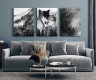 Obrazy na ścianę sypialni, salonu skandynawskie, las, wilki 20293 Naklejkomania - zdjecie 2 - miniatura