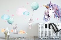 Naklejki na ścianę dla dziecka jednorożec balony 41534 Naklejkomania - zdjecie 1 - miniatura