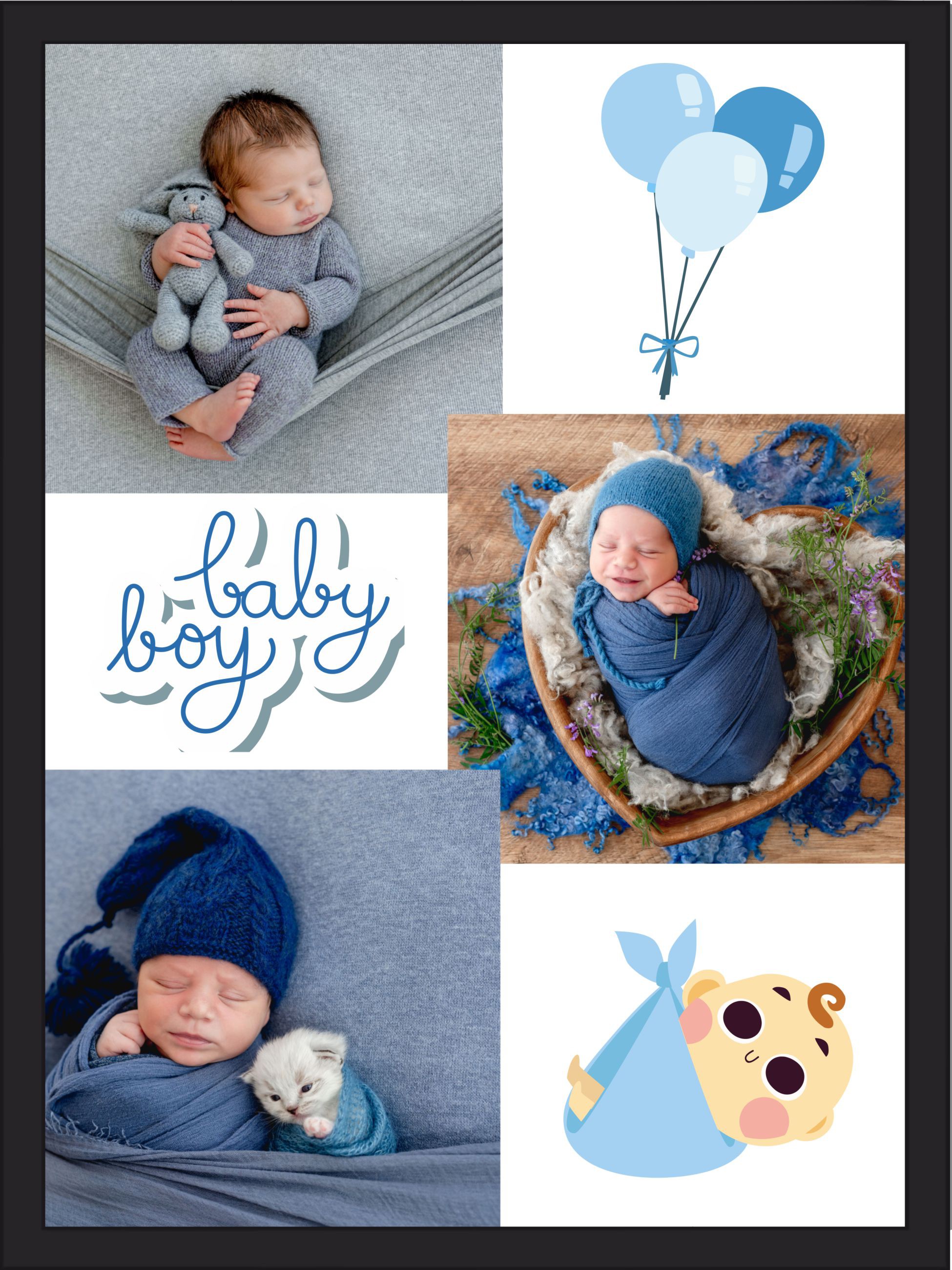 Plakat kolaż niebieski baby boy