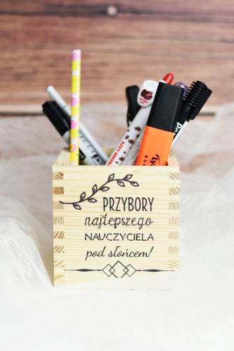 Przybornik drewniany, prezent, skrzynka drewniana, podziękowanie Dzień Nauczyciela 1 - zdjęcie 2