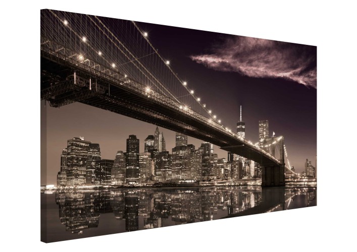 Obraz na ścianę do sypialni Nowy Jork, Brooklyn Bridge, Manhattan nocą 20298 - 1