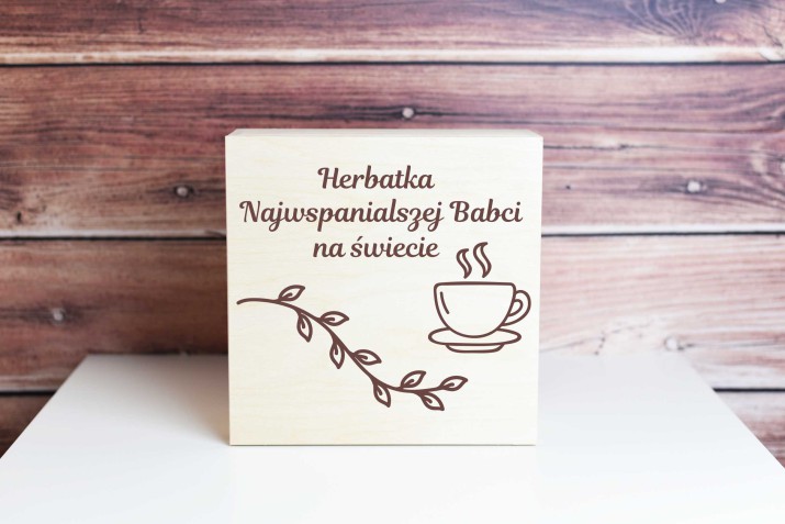 Skrzynka drewniana z grawerem na herbatę dla Babci, prezent, upominek na Dzień Babci - zdjęcie 3