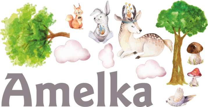 Naklejka z imieniem dla dziecka leśne zwierzęta 63506 - zdjęcie 2