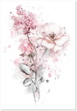 Obraz na ścianę do sypialni pastele, różowe kwiaty, akwarela 20301 Naklejkomania - zdjecie 1 - miniatura