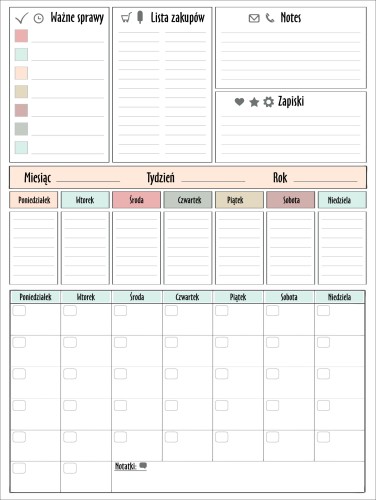 Planer XXL tablica magnetyczna na lodówkę + pisak i notes lista zakupów 4611 - zdjęcie 2