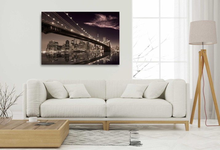 Obraz na ścianę do sypialni Nowy Jork, Brooklyn Bridge, Manhattan nocą 20298 - zdjęcie 2