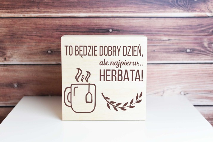 Skrzynka drewniana z grawerem na herbatę na dzień dobry, upominek dla niej, dla niego - zdjęcie 3