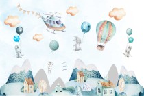 Tapeta Flizelinowa na ścianę króliczki z balonami 21008 Naklejkomania - zdjecie 2 - miniatura