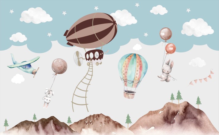 Fototapeta na ścianę balony, króliczki 21005 - zdjęcie 2