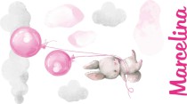 Naklejka z imieniem dla dziecka króliczki, baloniki BD11U króliczek róż Naklejkomania - zdjecie 2 - miniatura