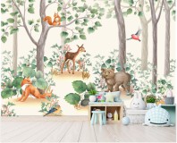 Tapety flizelinowe na ścianę dla dzieci las zwierzęta 64040 Naklejkomania - zdjecie 1 - miniatura