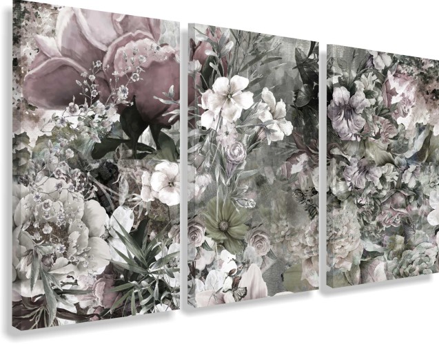 Obraz na ścianę do sypialni akwarela, kwiaty, vintage 20306 Naklejkomania - zdjecie 1