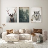 Obraz na ścianę do sypialni las, jeleń, wilk 20354 Naklejkomania - zdjecie 2 - miniatura