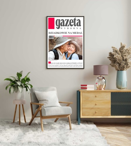 Plakat w czarnej ramce Dzień Babci i Dzień Dziadka gazetowy - zdjęcie 2