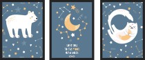 Zestaw trzech plakatów plakaty na ścianę w ramie nocne niebo KD023 Naklejkomania - zdjecie 1 - miniatura