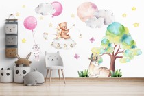 Naklejki dla dzieci na ścianę pastelowe zwierzątka, polana 22009 Naklejkomania - zdjecie 1 - miniatura
