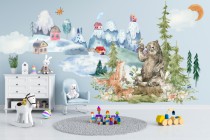 Naklejki dla dzieci na ścianę leśna polana góry  41584 Naklejkomania - zdjecie 1 - miniatura