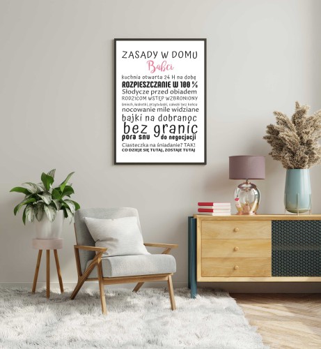 Plakat w czarnej ramce Dzień Babci, zasady w domu Babci 08 - zdjęcie 2
