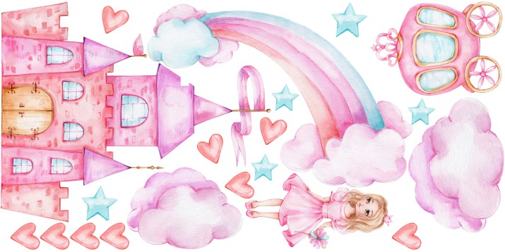 Naklejki do pokoju dla dzieci Księżniczka i Zamek 41597 - zdjęcie 2