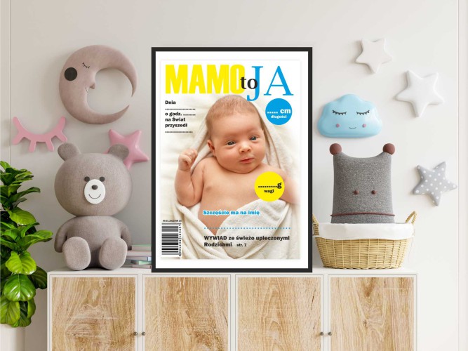 Plakat w czarnej ramce metryczka, urodziny, chrzest, gazetowa 23092 - zdjęcie 2