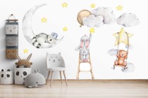 Naklejki dla dzieci na ścianę śpiące zwierzątka 22006 Naklejkomania - zdjecie 1 - miniatura
