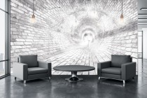 Fototapety ścienne tunel 3d cegły szare 42024 Naklejkomania - zdjecie 1 - miniatura