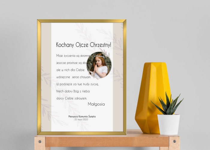 Plakat w ramie Komunia Święta podziękowanie dla chrzestnej, chrzestnego 20513 - zdjęcie 2