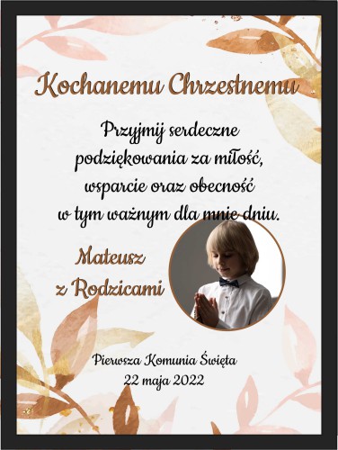 Plakat w ramie Komunia Święta podziękowanie dla chrzestnej, chrzestnego 20516 Naklejkomania - zdjecie 1