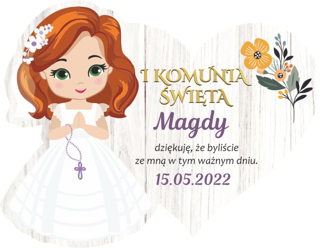 Podziękowanie dla gości Pierwsza Komunia Święta magnes serduszko 66629 - zdjęcie 2