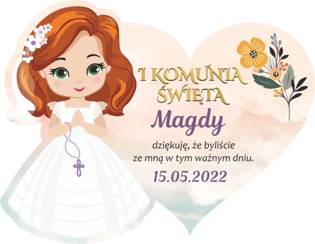 Magnes dla gości podziękowanie Komunia Święta magnes serduszko 66623 - zdjęcie 2