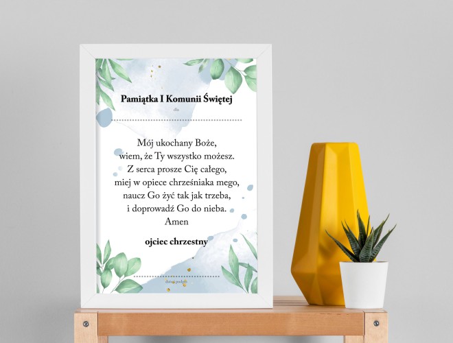 Plakat w ramie Komunia Święta prezent na Komunię od ojca chrzestnego 61509 - zdjęcie 2