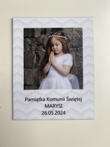 Podziękowanie dla gości Komunia Święta magnes ze zdjęciem dziecka polaroid 66608 - zdjęcie 2