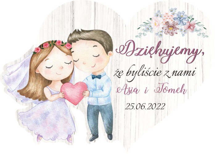 Podziękowanie dla gości weselnych magnes serce na lodówkę wesele ślub 66645 - zdjęcie 2