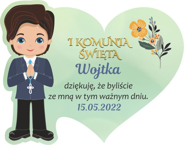 Podziękowanie dla gości Pierwsza Komunia Święta magnes serce na lodówkę 66637 - zdjęcie 2