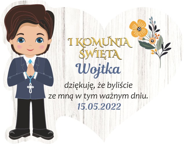 Magnes na lodówkę serduszko podziękowanie dla gości Komunia Święta 66631 - zdjęcie 2