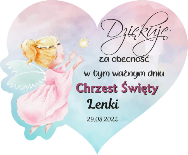 Podziękowanie dla gości z okazji Chrztu magnes serce na lodówkę 66654 - zdjęcie 2