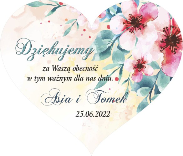 Podziękowanie dla gości Ślub, wesele magnes serce na lodówkę 66639 - zdjęcie 2