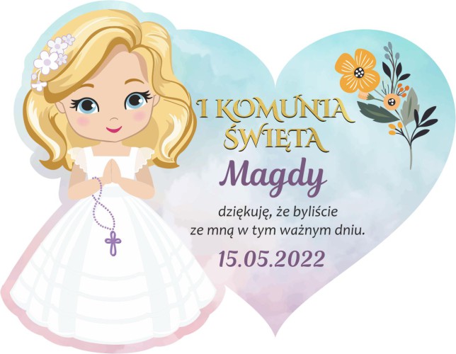 Magnes dla gości podziękowanie Komunia Święta magnes z podziękowaniem serduszko 66625 - zdjęcie 2